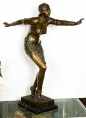 AN ART DECO STYLE PATINATED BR
