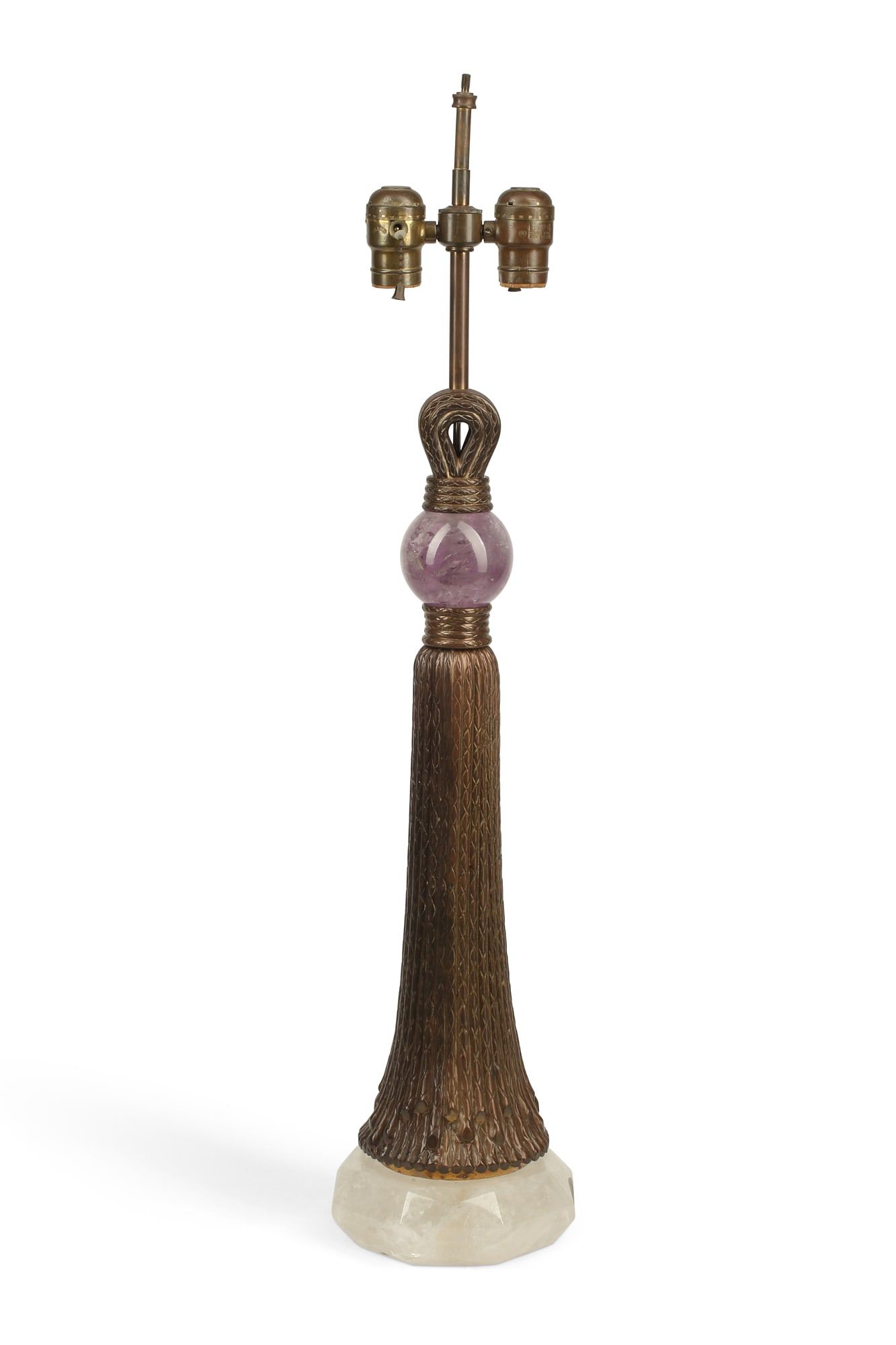 AN ART DECO STYLE QUARTZ AND BRONZE