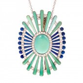 AN ART DECO TURQUOISE, LAPIS &