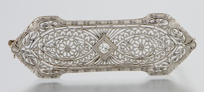 An Art Deco White Gold and