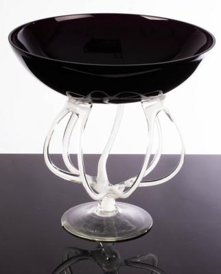 An Art Glass tazza, the circular