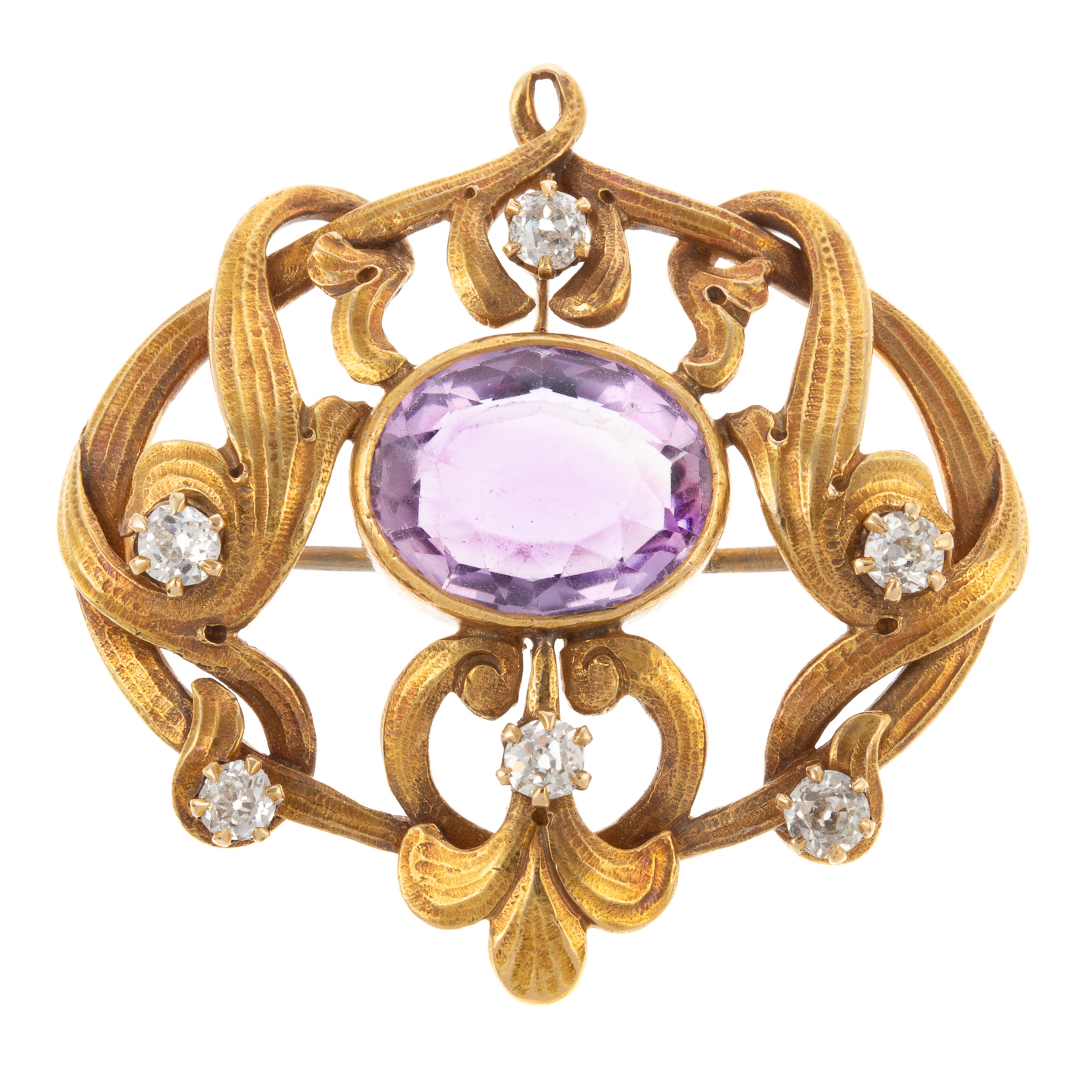 AN ART NOUVEAU AMETHYST & DIAMOND