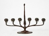 AN ART NOUVEAU BRONZE SIX LIGH