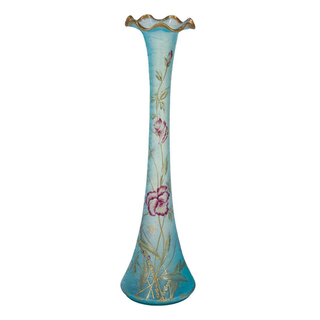 AN ART NOUVEAU CUT AND ENAMELED