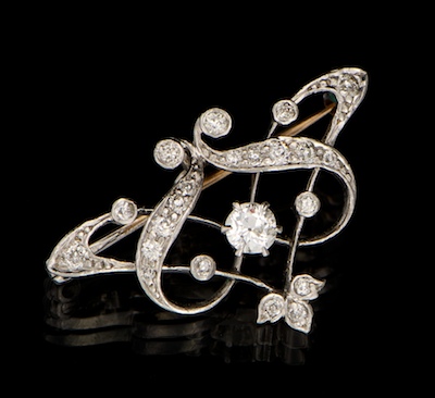 An Art Nouveau Diamond Brooch