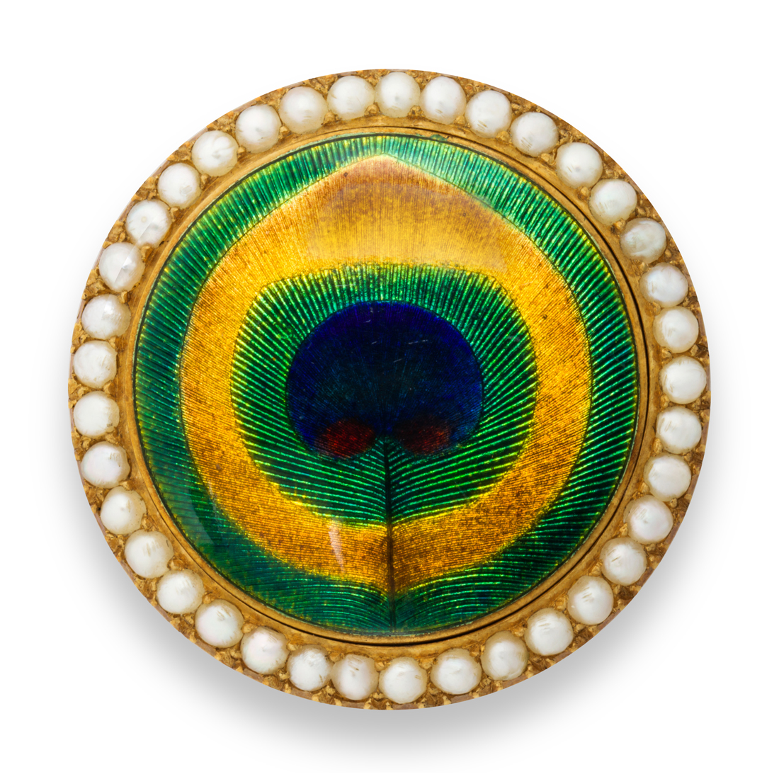 AN ART NOUVEAU ENAMEL, SEED PEARL