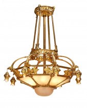 AN ART NOUVEAU GILT-BRONZE CHA