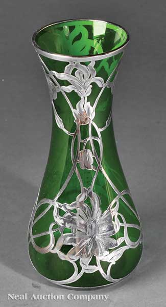 An Art Nouveau Green Glass and