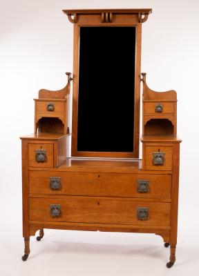 An Art Nouveau oak dressing