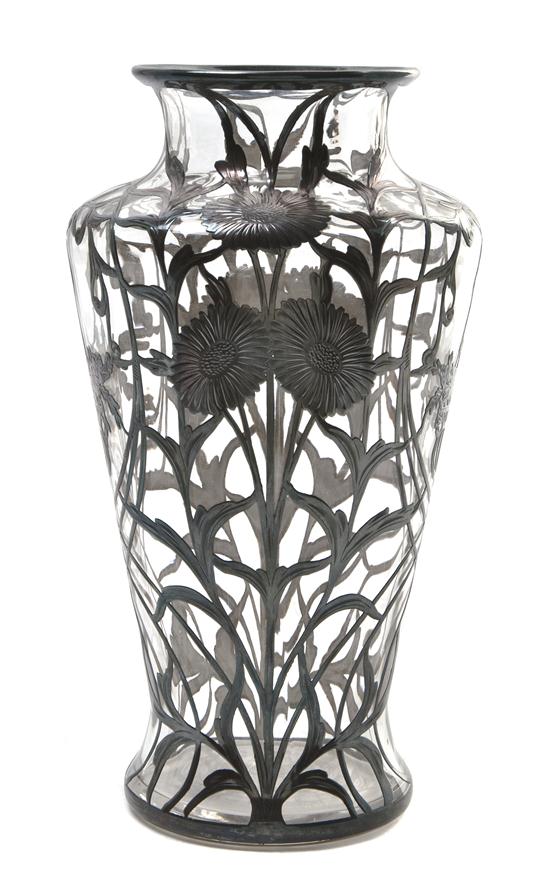 An Art Nouveau Silver Overlay Glass