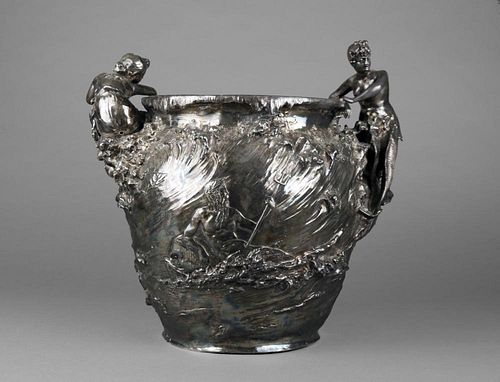 AN ART NOUVEAU SILVERED FIGURAL