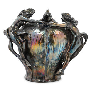 An Art Nouveau Silvered Vase