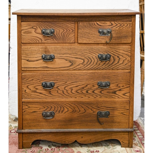 An Art Nouveau style oak chest of