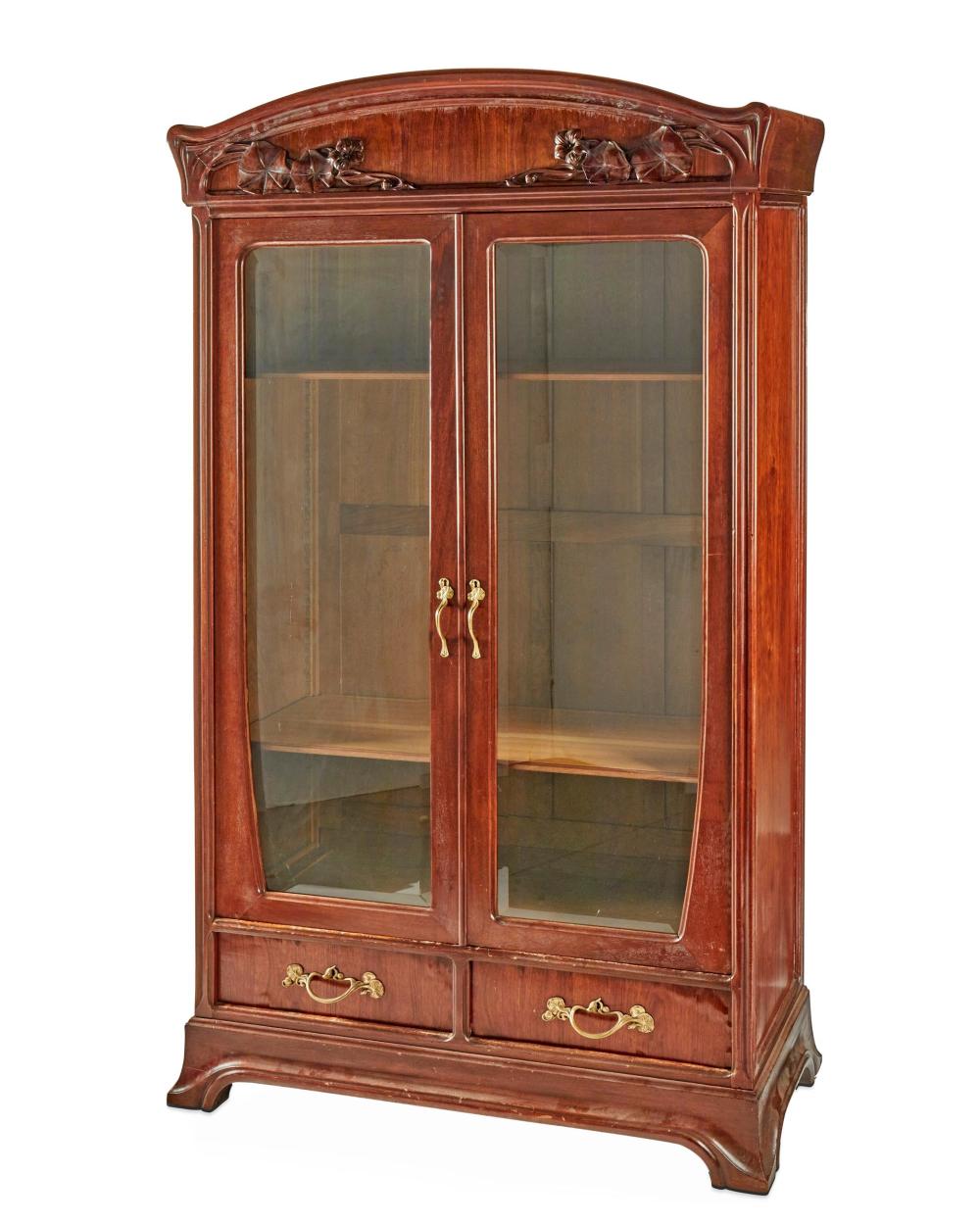 AN ART NOUVEAU WALNUT DOUBLE-DOOR