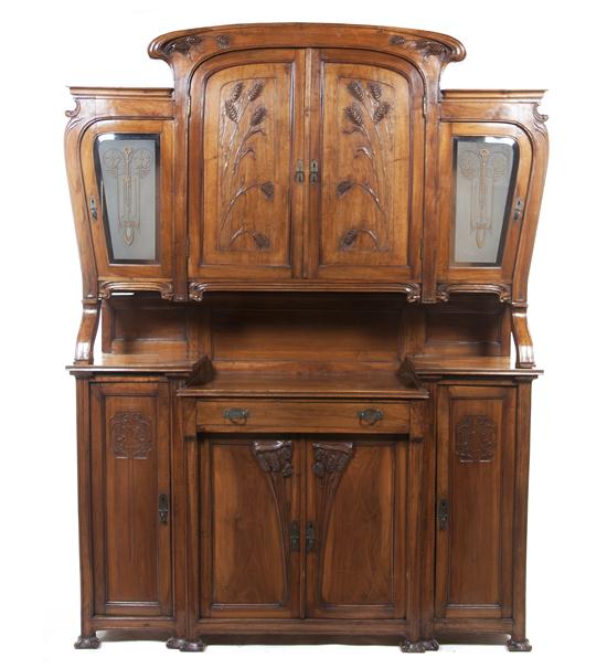 An Art Nouveau Walnut Server in two