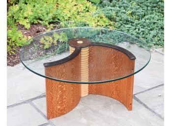 An artisan coffee table with a
