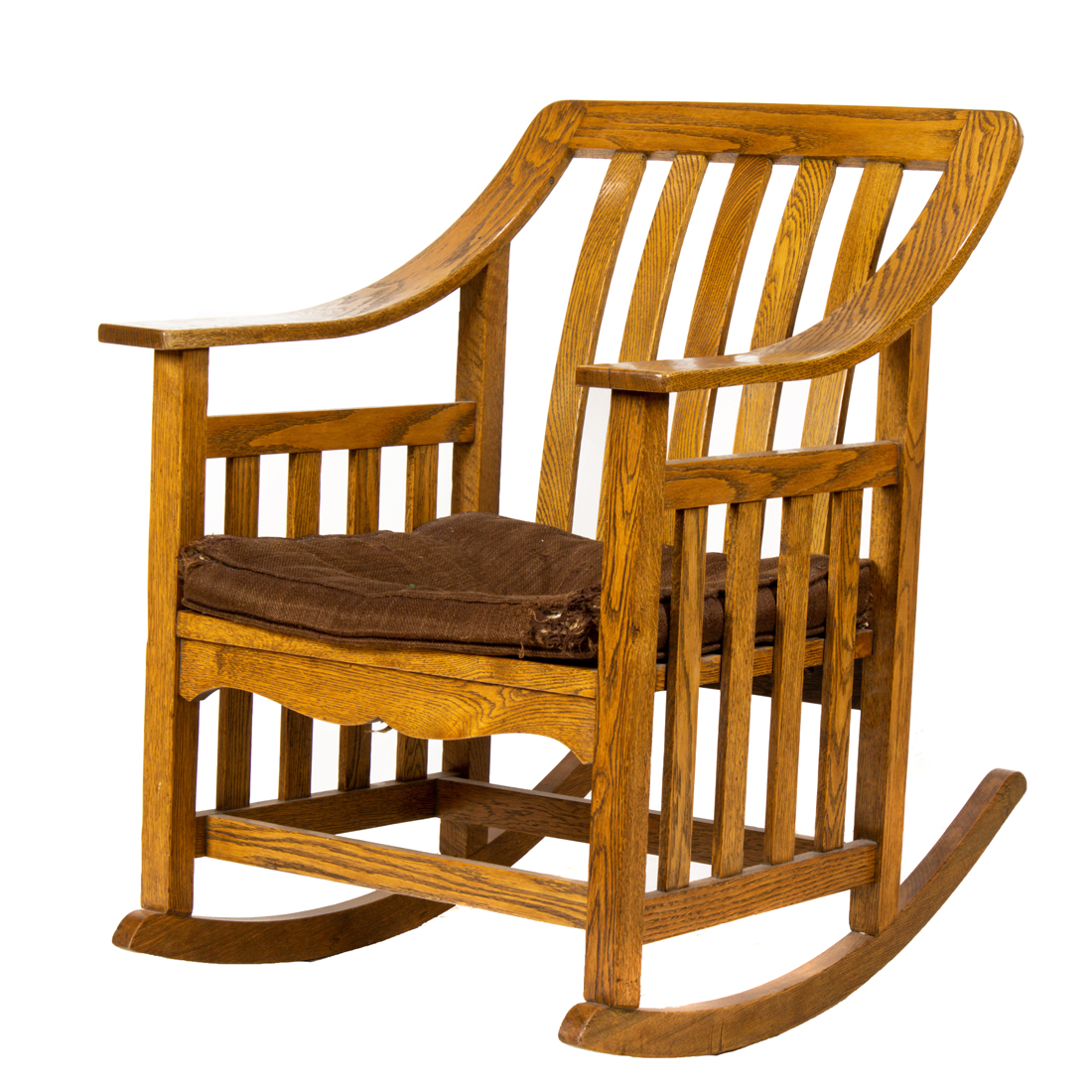 AN ARTS AND CRAFTS OAK ROCKER An