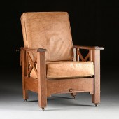 AN ARTS AND CRAFTS OAK RECLINI