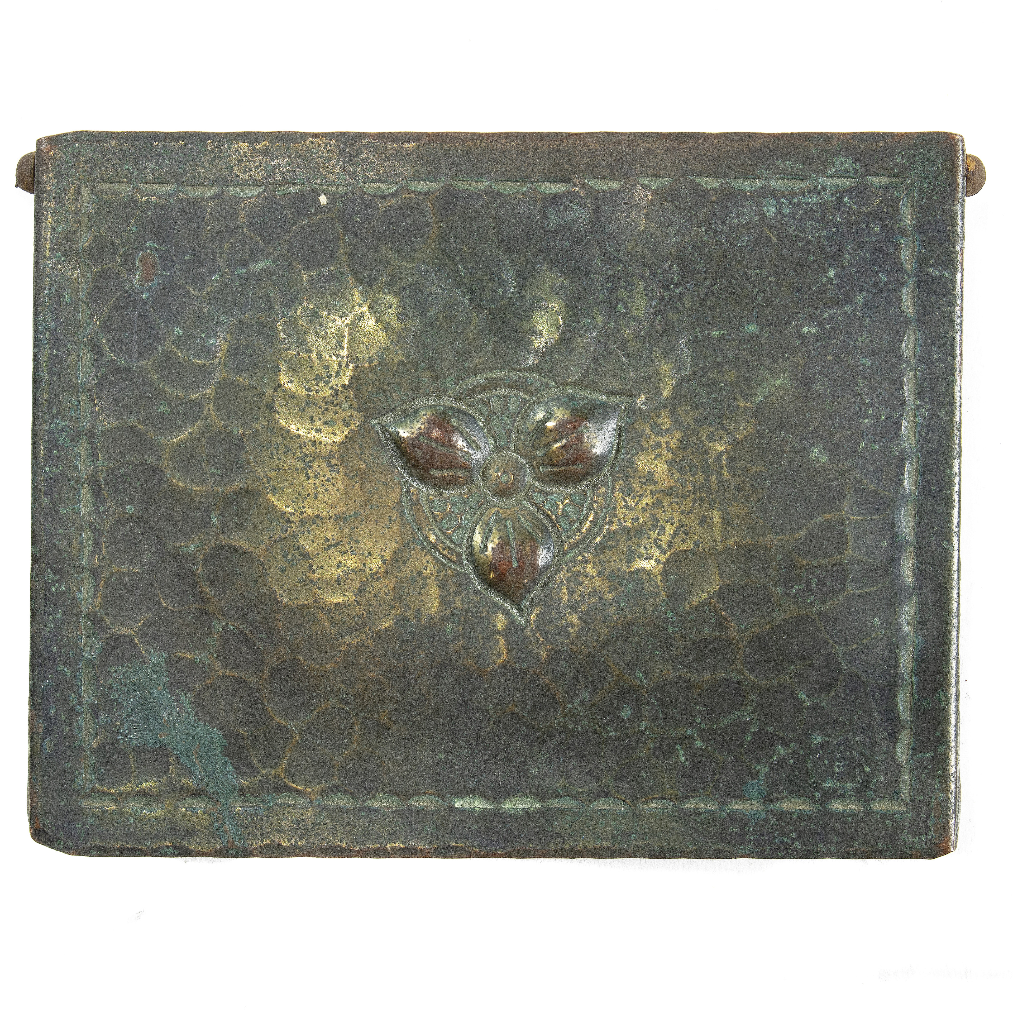 AN ARTS & CRAFTS HAMMERED COPPER