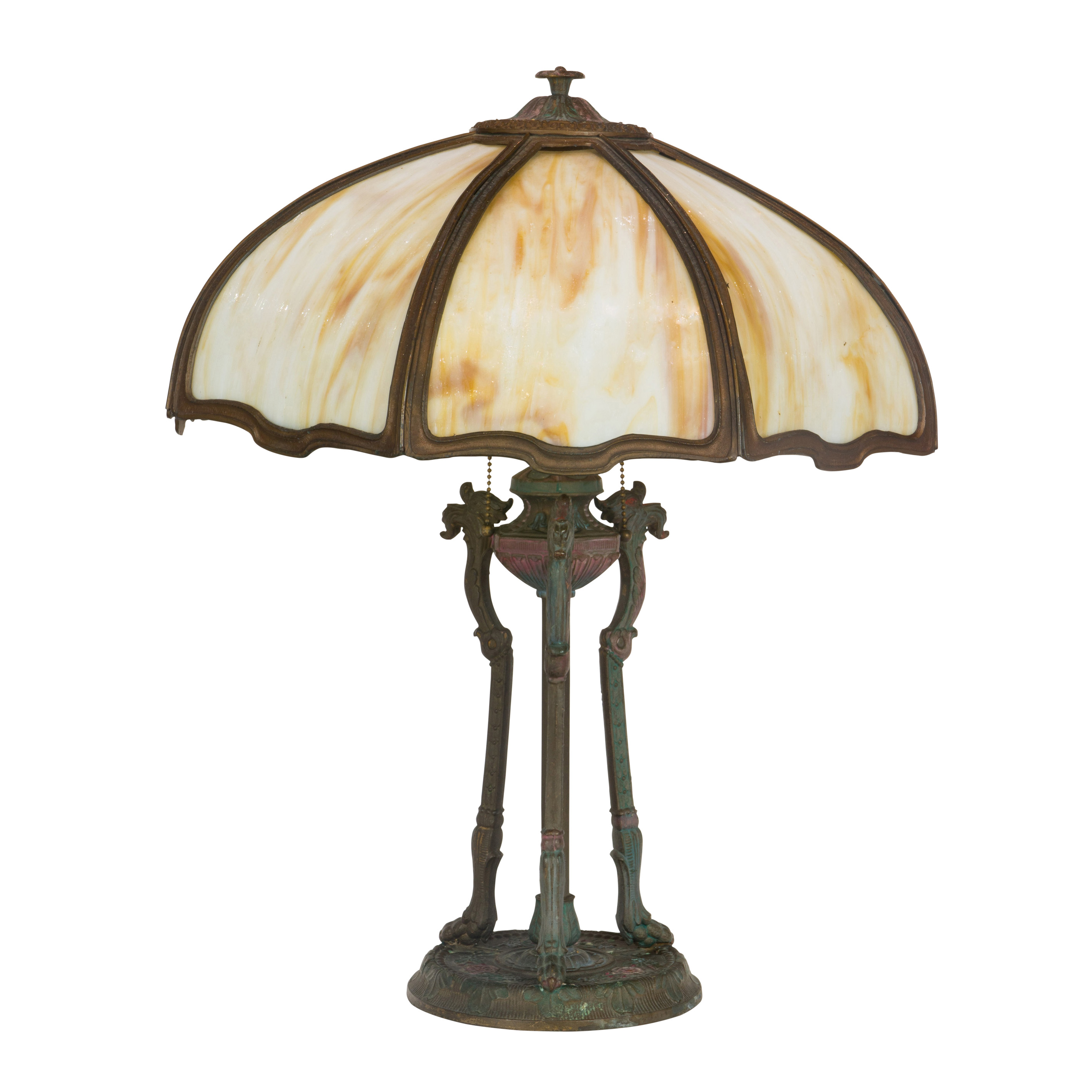 AN ARTS & CRAFTS STYLE SLAG GLASS