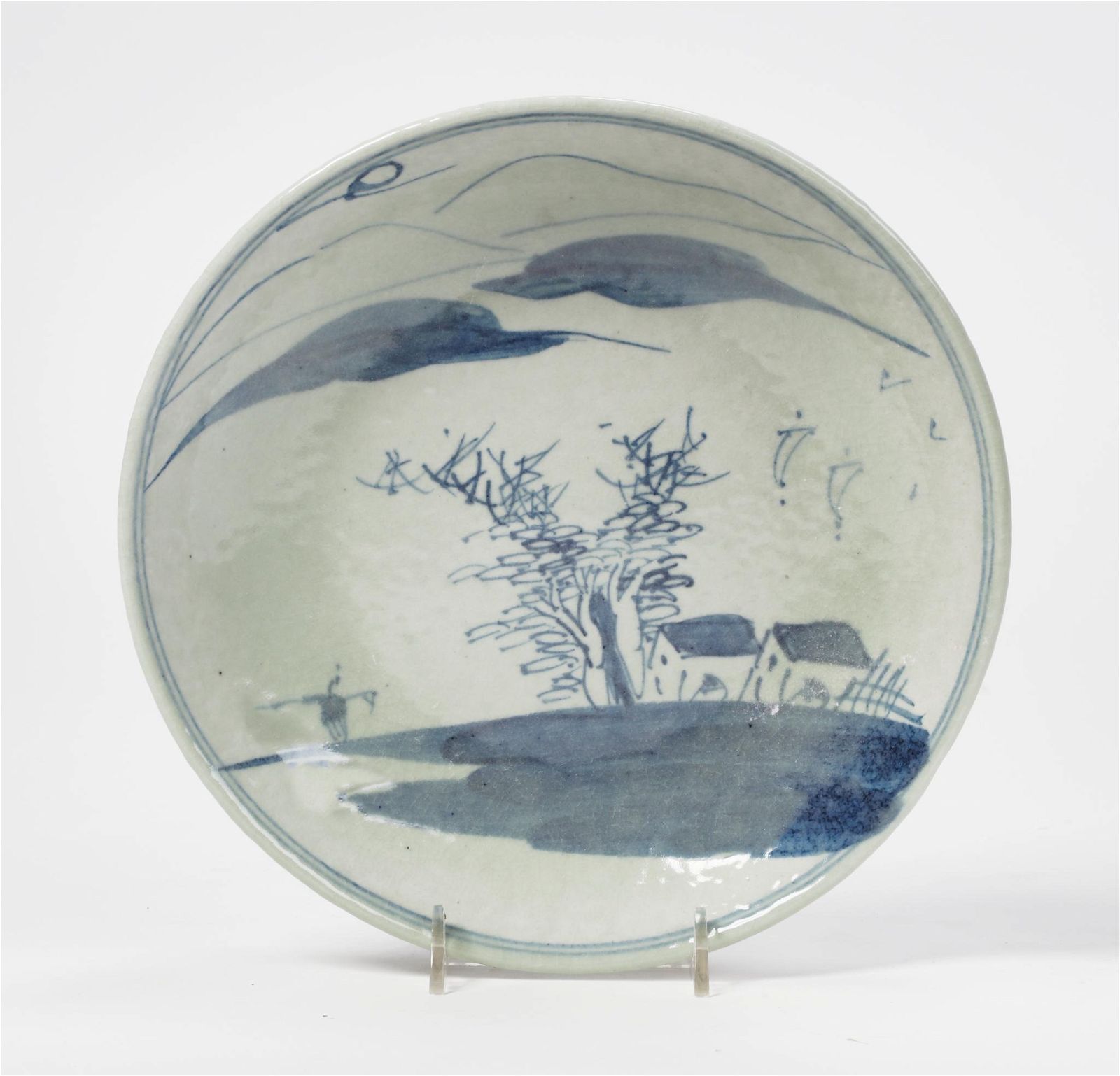 AN ASIAN BLUE AND WHITE PORCELAIN