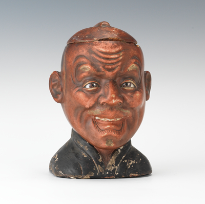 An Asian Character Head Tobacco Jar