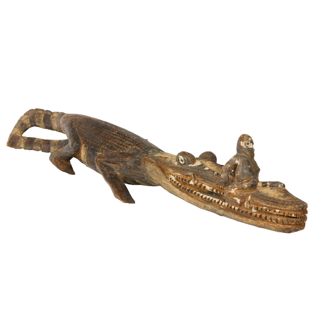 AN ASMAT POLYCHROME WOOD CARVING OF