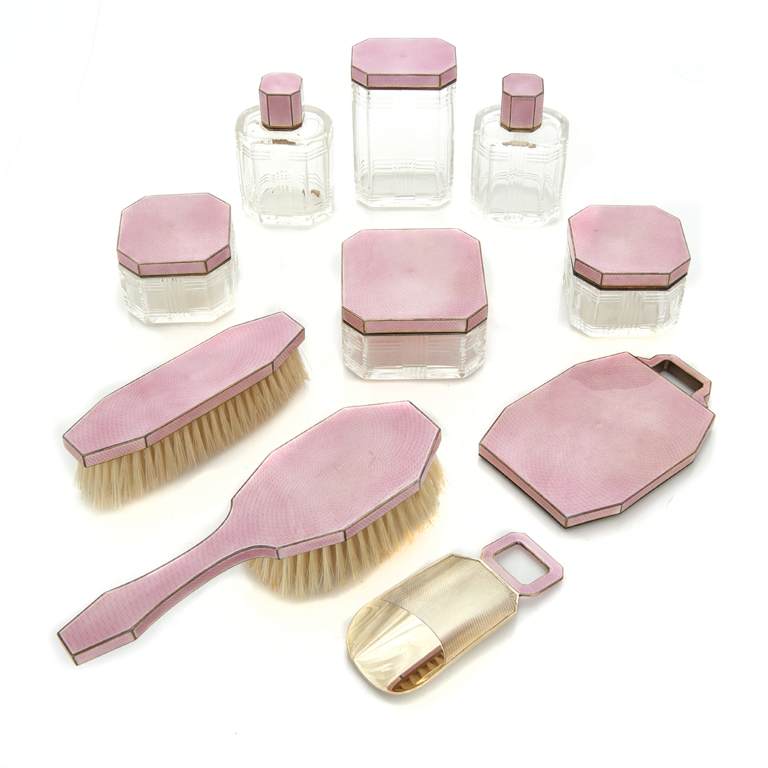AN ASPREY & CO PINK ENAMEL STERLING