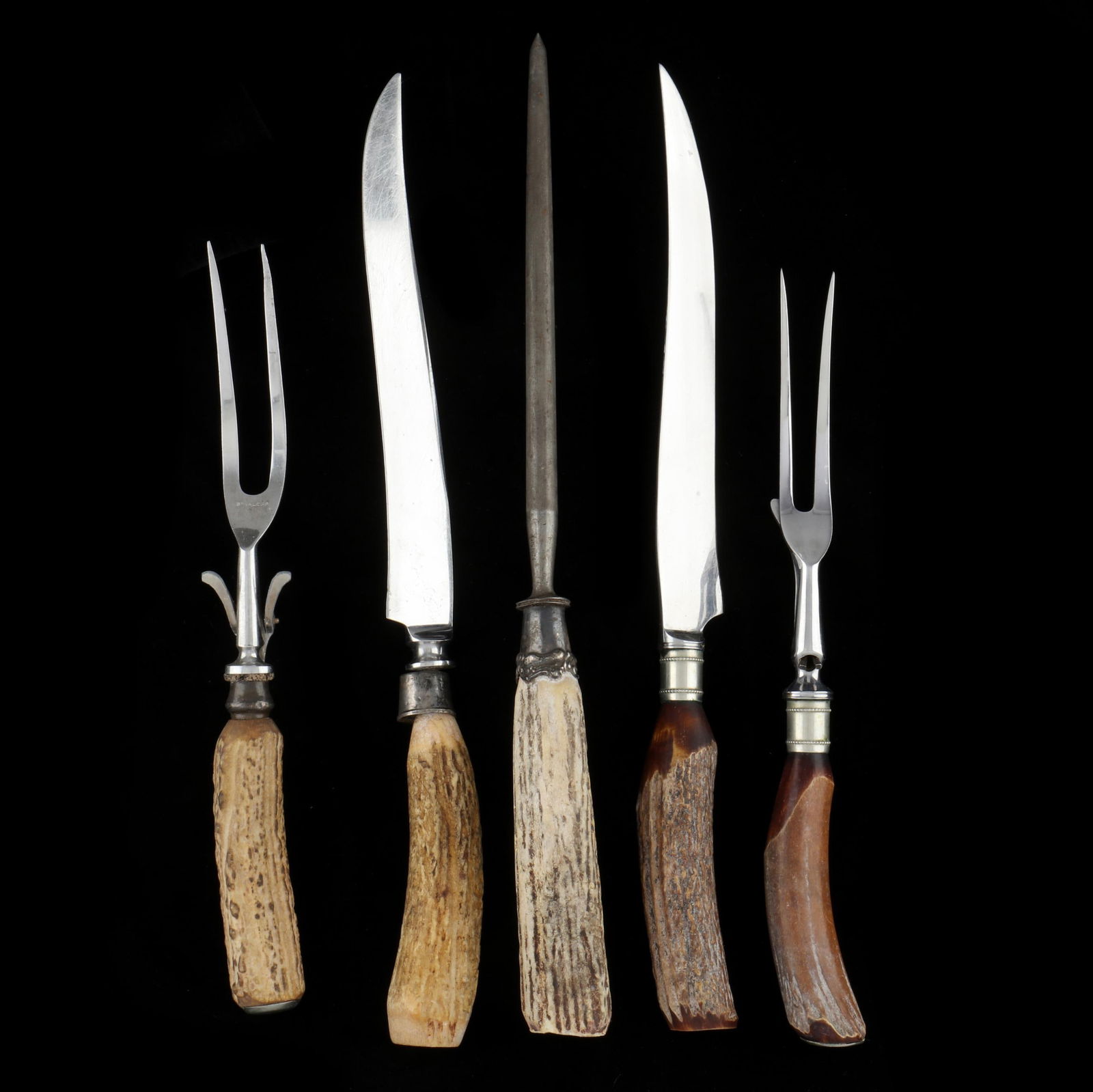 AN ASSEMBLED FIVE PIECE STAG