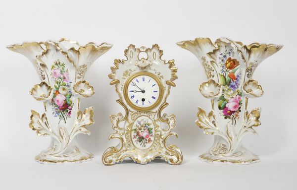 AN ASSEMBLED FRENCH PORCELAIN CLOCK