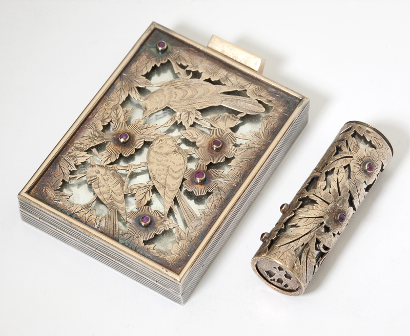An assembled set of silver