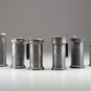 An Assembled Set of Six Pewter