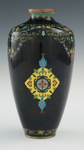 An Aubergine Cloisonne Vase Da