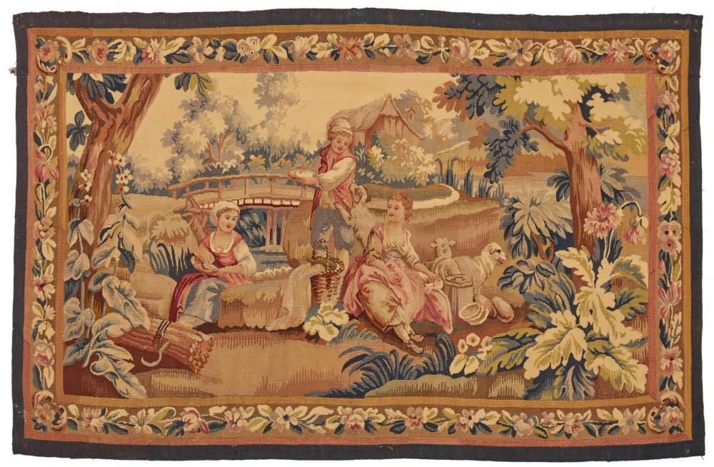 AN AUBUSSON WALL TAPESTRYAn