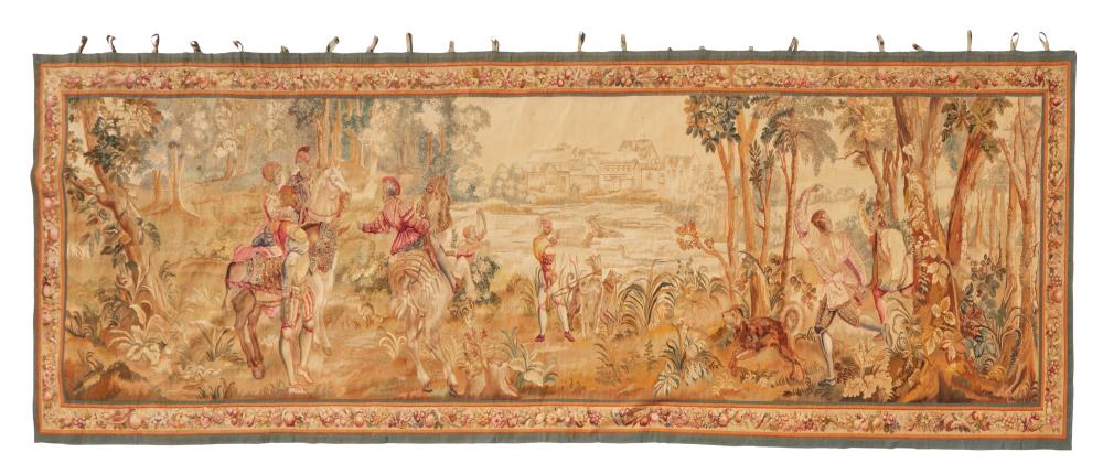 AN AUBUSSON WOOL AND SILK