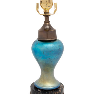 An Aurene Glass Vase Mounted as a