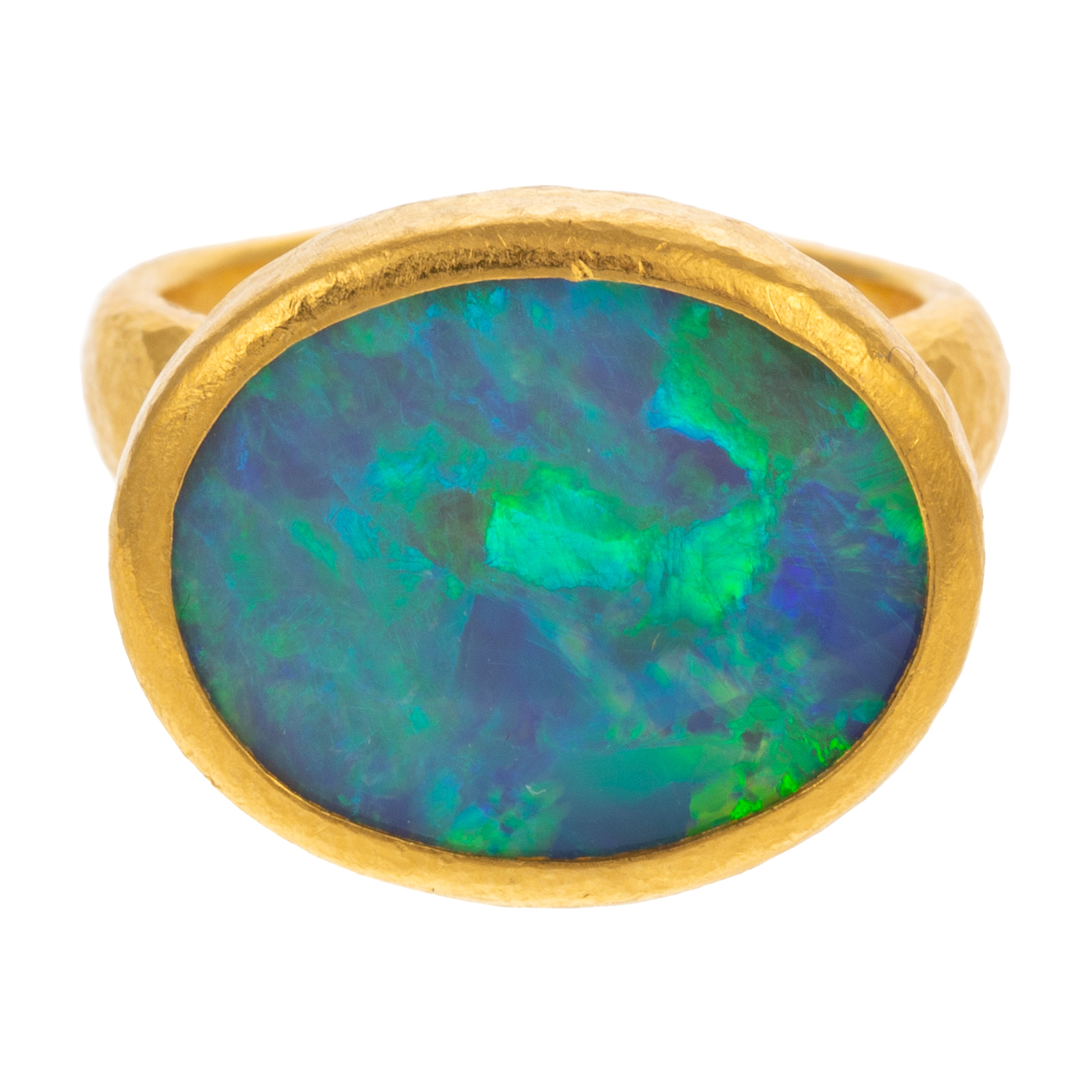 AN AUSTRALIAN OPAL RING IN 22K BY
