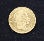 An Austrian 1881 gold 8 Florin