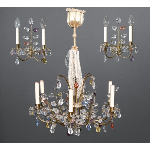An Austrian brass, glass and