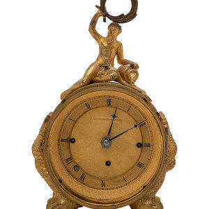 An Austrian Gilt Metal Travel Clock
