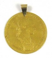 AN AUSTRIAN GOLD COIN PENDANT
