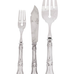 An Austrian Silver Fish Service