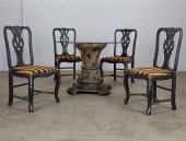 AN BASKETWEAVE PEDESTAL TABLE
