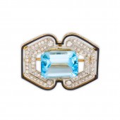 AN EARLY ART DECO AQUAMARINE,