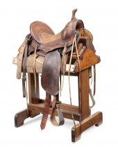 AN EARLY WESTERN SHOW SADDLE,