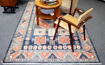 An Eastern rug of geometric design,