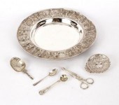 An Eastern white metal dish wi