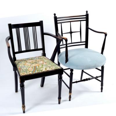 An ebonised armchair, Morris & Co.,