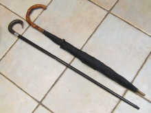 An ebonised mahogany walking