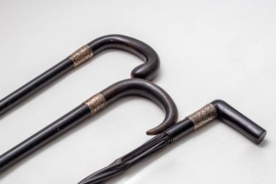An ebony spiral walking stick